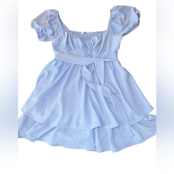 Altar'd State Sky Blue Tiered Mini Dress Medium EUC Cottagecore Fairy - Picture 8 of 8